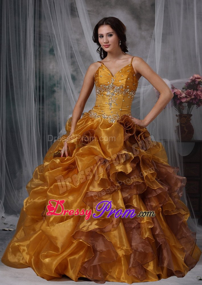 Spaghetti Straps Dress for Quince with Flowers Colors to Choose